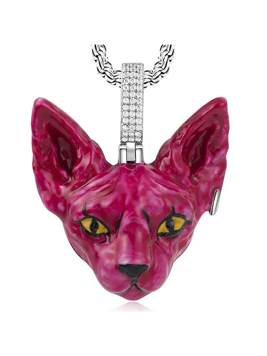 Ifmall Dog Head Necklace Moissanite Hip-Hop Fashion Animal Male 5827