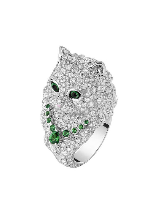 Ifmall S925 Silver Persian Cat High Carbon Diamond 1036