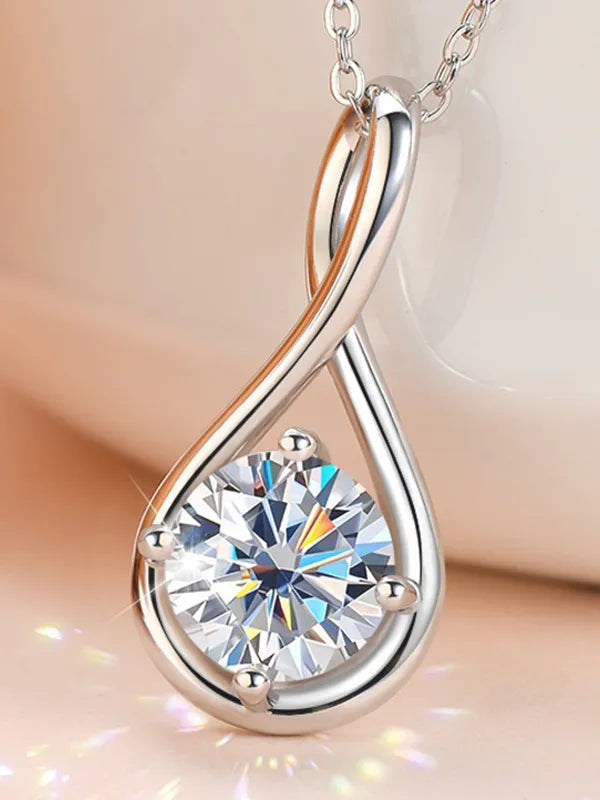 Ifmall S925 Sterling Silver Moissanite Necklace Fashion Pear Drop Shape Exquisite Clavicle Chain For Women 5815