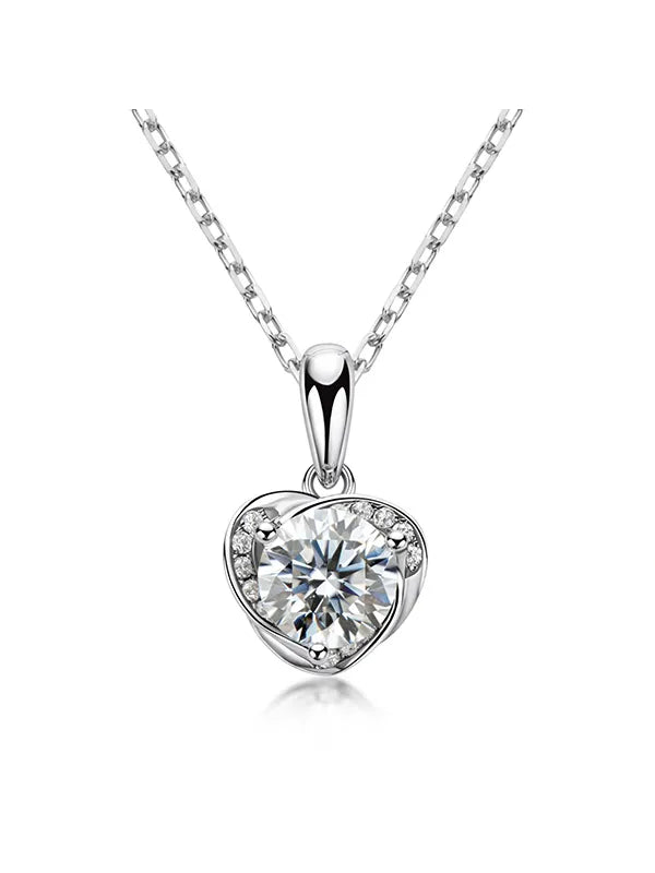 Ifmall S925 Sterling Silver Moissanite Necklace Fashion Sunflower Heart Flower 5818